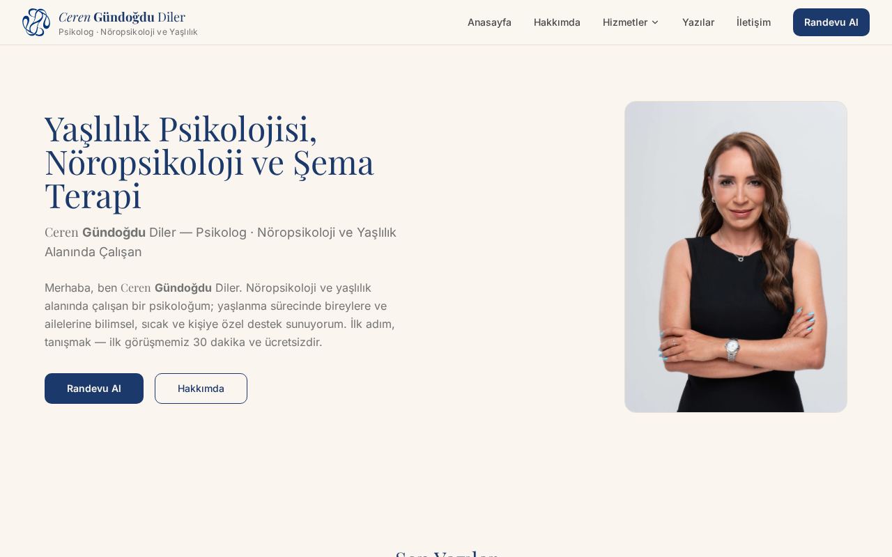 Ceren Gündoğdu web sitesi ekran görüntüsü