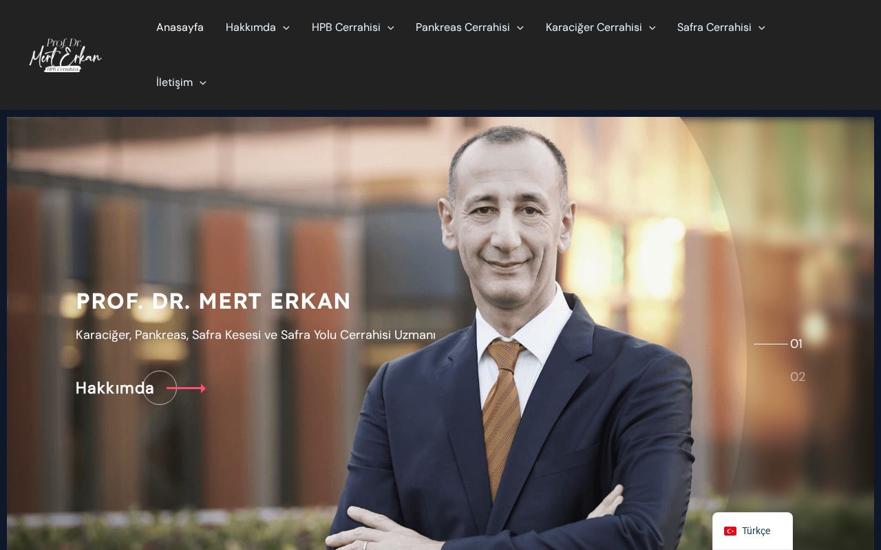 Prof. Dr. Mert Erkan web sitesi ekran görüntüsü