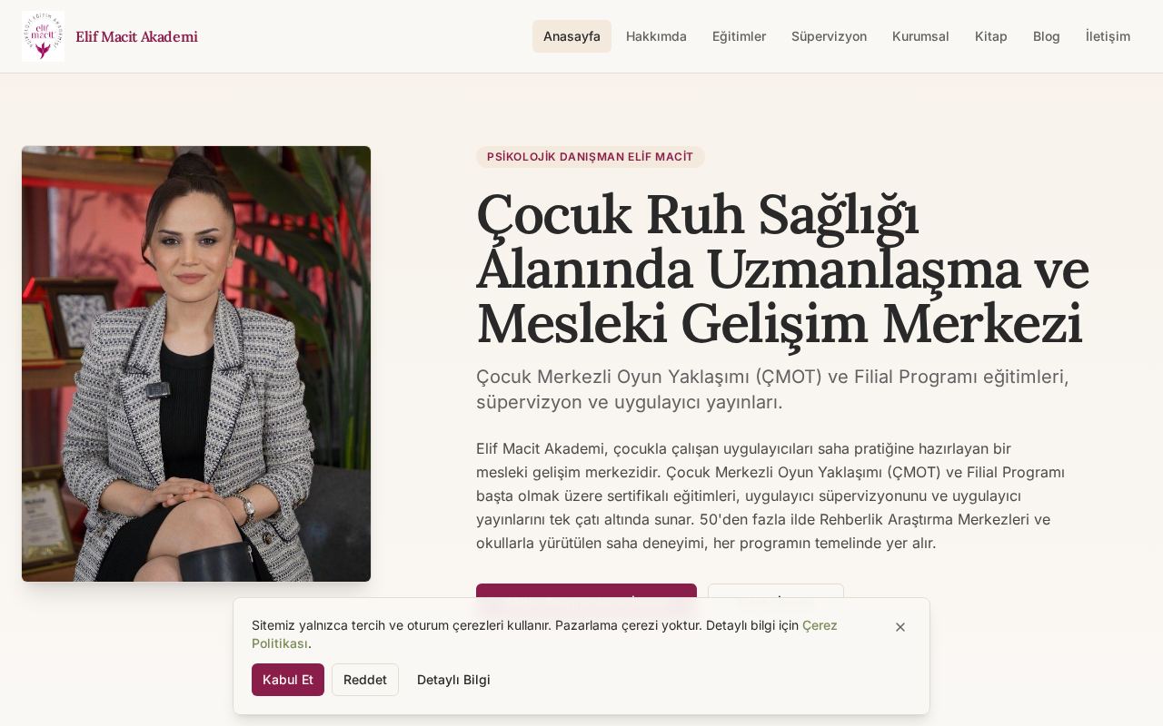 Elif Macit Akademi web sitesi ekran görüntüsü